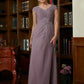 Shania Sheath/Column Chiffon Lace V-neck Short Sleeves Floor-Length Mother of the Bride Dresses DEP0020339