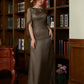 Sophie Sheath/Column 30D Chiffon Ruched Scoop Short Sleeves Floor-Length Mother of the Bride Dresses DEP0020340