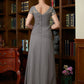 Nathaly A-Line/Princess Chiffon Applique Sweetheart Short Sleeves Floor-Length Mother of the Bride Dresses DEP0020328