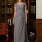 Nathaly A-Line/Princess Chiffon Applique Sweetheart Short Sleeves Floor-Length Mother of the Bride Dresses DEP0020328