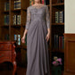 Selah A-Line/Princess Chiffon Lace Scoop 3/4 Sleeves Floor-Length Mother of the Bride Dresses DEP0020341