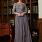 Selah A-Line/Princess Chiffon Lace Scoop 3/4 Sleeves Floor-Length Mother of the Bride Dresses DEP0020341