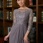 Selah A-Line/Princess Chiffon Lace Scoop 3/4 Sleeves Floor-Length Mother of the Bride Dresses DEP0020341