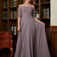 Violet A-Line/Princess Chiffon Applique Off-the-Shoulder 3/4 Sleeves Floor-Length Mother of the Bride Dresses DEP0020308