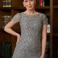 Avery A-Line/Princess Tulle Lace Scoop Short Sleeves Floor-Length Mother of the Bride Dresses DEP0020310