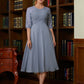 Jordyn A-Line/Princess Chiffon Lace Scoop 1/2 Sleeves Tea-Length Mother of the Bride Dresses DEP0020356