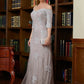 Stella Sheath/Column Lace Applique Off-the-Shoulder 3/4 Sleeves Sweep/Brush Train Mother of the Bride Dresses DEP0020331