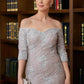 Stella Sheath/Column Lace Applique Off-the-Shoulder 3/4 Sleeves Sweep/Brush Train Mother of the Bride Dresses DEP0020331