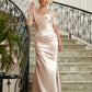 Lily Sheath/Column Satin Lace Sweetheart Short Sleeves Floor-Length Mother of the Bride Dresses DEP0020314