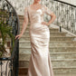 Lily Sheath/Column Satin Lace Sweetheart Short Sleeves Floor-Length Mother of the Bride Dresses DEP0020314