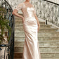 Lily Sheath/Column Satin Lace Sweetheart Short Sleeves Floor-Length Mother of the Bride Dresses DEP0020314