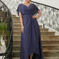 Eden A-Line/Princess Chiffon Beading V-neck Short Sleeves Asymmetrical Mother of the Bride Dresses DEP0020312