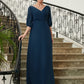 Brenna A-Line/Princess Chiffon Ruched V-neck 1/2 Sleeves Floor-Length Mother of the Bride Dresses DEP0020344