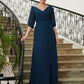 Brenna A-Line/Princess Chiffon Ruched V-neck 1/2 Sleeves Floor-Length Mother of the Bride Dresses DEP0020344