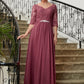 Shania A-Line/Princess Chiffon Lace V-neck 3/4 Sleeves Floor-Length Mother of the Bride Dresses DEP0020306