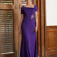 Lila Sheath/Column Jersey Beading Square Short Sleeves Floor-Length Mother of the Bride Dresses DEP0020333