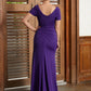 Lila Sheath/Column Jersey Beading Square Short Sleeves Floor-Length Mother of the Bride Dresses DEP0020333