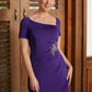 Lila Sheath/Column Jersey Beading Square Short Sleeves Floor-Length Mother of the Bride Dresses DEP0020333