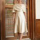 Jadyn A-Line/Princess Charmeuse Ruched Off-the-Shoulder 1/2 Sleeves Tea-Length Mother of the Bride Dresses DEP0020363