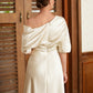 Jadyn A-Line/Princess Charmeuse Ruched Off-the-Shoulder 1/2 Sleeves Tea-Length Mother of the Bride Dresses DEP0020363