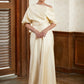 Melissa Sheath/Column Charmeuse Ruched Off-the-Shoulder Short Sleeves Floor-Length Mother of the Bride Dresses DEP0020309