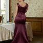 Veronica Sheath/Column Satin Beading Scoop Sleeveless Sweep/Brush Train Mother of the Bride Dresses DEP0020354