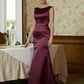 Veronica Sheath/Column Satin Beading Scoop Sleeveless Sweep/Brush Train Mother of the Bride Dresses DEP0020354