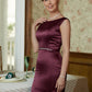 Veronica Sheath/Column Satin Beading Scoop Sleeveless Sweep/Brush Train Mother of the Bride Dresses DEP0020354