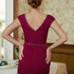 Nyasia Sheath/Column Stretch Crepe Beading V-neck Sleeveless Floor-Length Mother of the Bride Dresses DEP0020330