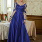 Riley A-Line/Princess Satin Applique V-neck Long Sleeves Floor-Length Mother of the Bride Dresses DEP0020358