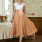 Larissa A-Line/Princess Chiffon Lace V-neck Sleeveless Tea-Length Mother of the Bride Dresses DEP0020364