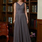 Autumn A-Line/Princess Chiffon Applique V-neck Sleeveless Ankle-Length Mother of the Bride Dresses DEP0020365