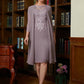 Isabel Sheath/Column Chiffon Lace Scoop Short Sleeves Knee-Length Mother of the Bride Dresses DEP0020316