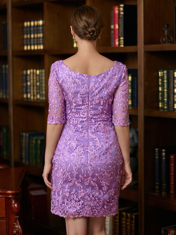 Angie Sheath/Column Lace V-neck 1/2 Sleeves Short/Mini Mother of the Bride Dresses DEP0020367