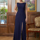 Isabela Sheath/Column Stretch Crepe Scoop Sleeveless Floor-Length Mother of the Bride Dresses DEP0020361