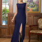 Isabela Sheath/Column Stretch Crepe Scoop Sleeveless Floor-Length Mother of the Bride Dresses DEP0020361