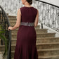 Abby Sheath/Column Chiffon Beading Scoop Sleeveless Tea-Length Mother of the Bride Dresses DEP0020370