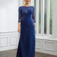 Kaylin Sheath/Column Chiffon Applique Bateau 3/4 Sleeves Floor-Length Mother of the Bride Dresses DEP0020280