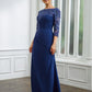 Kaylin Sheath/Column Chiffon Applique Bateau 3/4 Sleeves Floor-Length Mother of the Bride Dresses DEP0020280