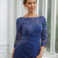 Kaylin Sheath/Column Chiffon Applique Bateau 3/4 Sleeves Floor-Length Mother of the Bride Dresses DEP0020280