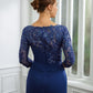 Kaylin Sheath/Column Chiffon Applique Bateau 3/4 Sleeves Floor-Length Mother of the Bride Dresses DEP0020280