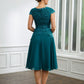 Harper A-Line/Princess Chiffon Ruched V-neck Short Sleeves Knee-Length Mother of the Bride Dresses DEP0020268