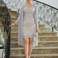 Esther Sheath/Column Chiffon Applique Bateau 3/4 Sleeves Short/Mini Mother of the Bride Dresses DEP0020270