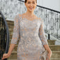 Esther Sheath/Column Chiffon Applique Bateau 3/4 Sleeves Short/Mini Mother of the Bride Dresses DEP0020270