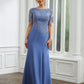 Grace Sheath/Column Chiffon Applique Bateau Short Sleeves Floor-Length Mother of the Bride Dresses DEP0020272