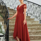 Catalina A-Line/Princess Chiffon Ruched V-neck Short Sleeves Asymmetrical Mother of the Bride Dresses DEP0020273