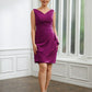 Paige Sheath/Column Stretch Crepe Ruched V-neck Sleeveless Knee-Length Mother of the Bride Dresses DEP0020262