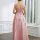 Jocelynn A-Line/Princess Tulle Applique V-neck Sleeveless Floor-Length Dresses DEP0020264