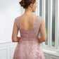 Jocelynn A-Line/Princess Tulle Applique V-neck Sleeveless Floor-Length Dresses DEP0020264