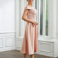 Milagros A-Line/Princess Satin Applique Off-the-Shoulder Sleeveless Tea-Length Mother of the Bride Dresses DEP0020255